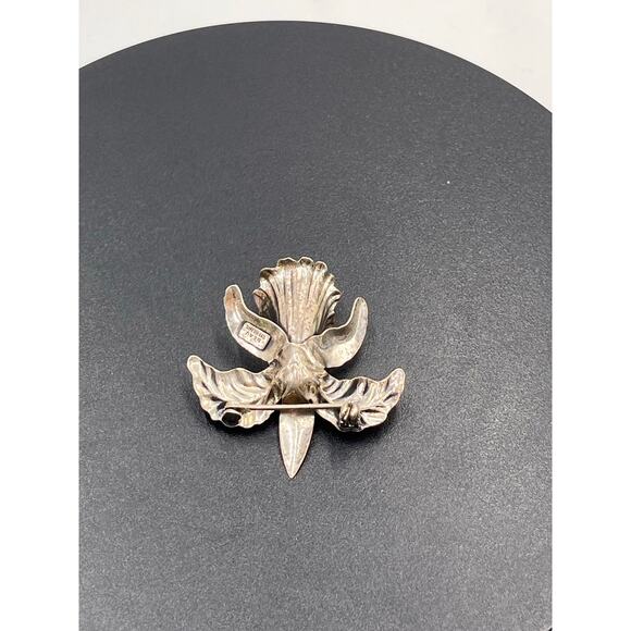 BEAU Vintage Sterling Silver
925 Iris Flower Brooch - Picture 5 of 7